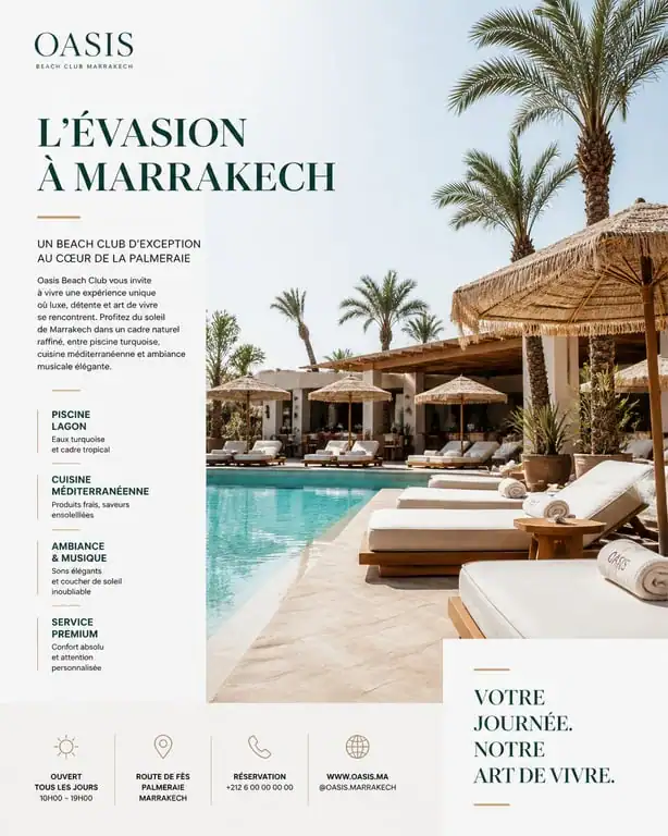 Beach club luxueux à Marrakech pour une journée de détente