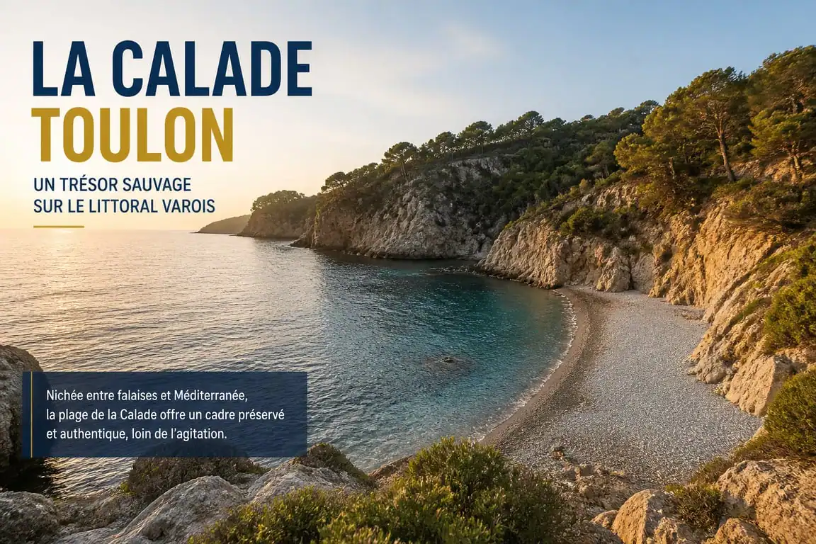 Vue panoramique de la plage de la Calade à Toulon, une crique sauvage et préservée