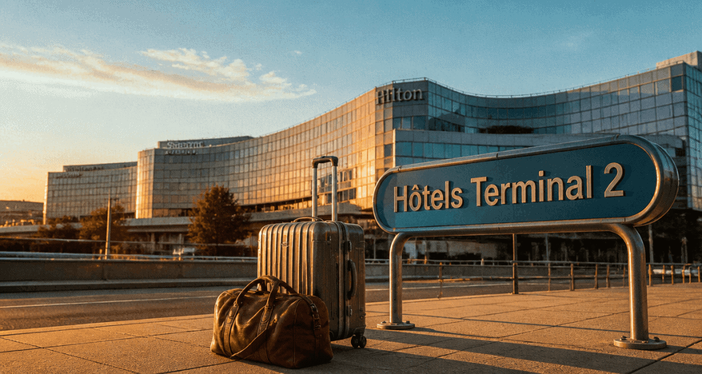 hotel cdg terminal 2 valises devant hôtels