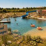 Piscine naturelle en Allemagne avec toboggan et baigneurs