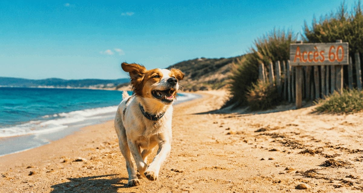plage chien - repère 60, chien courant sur plage