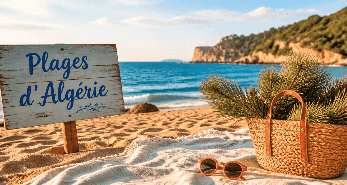 plage en algerie serviette panier bois