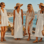 robe de plage blanche femmes terrasse méditerranée