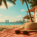 singapour plage sable palmiers cabane