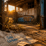 site urbex entrée usine abandonnée graffiti