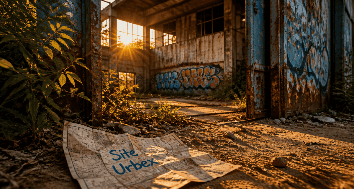 site urbex entrée usine abandonnée graffiti