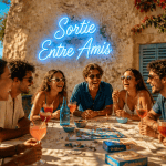 Sortie entre amis originale autour d'une table en terrasse