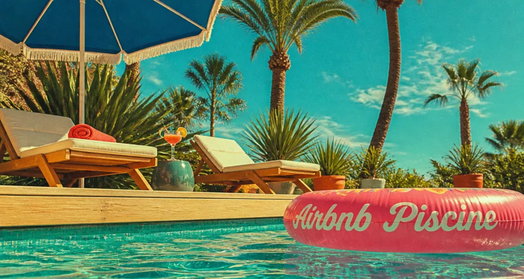 airbnb avec piscine terrasse transats palmiers