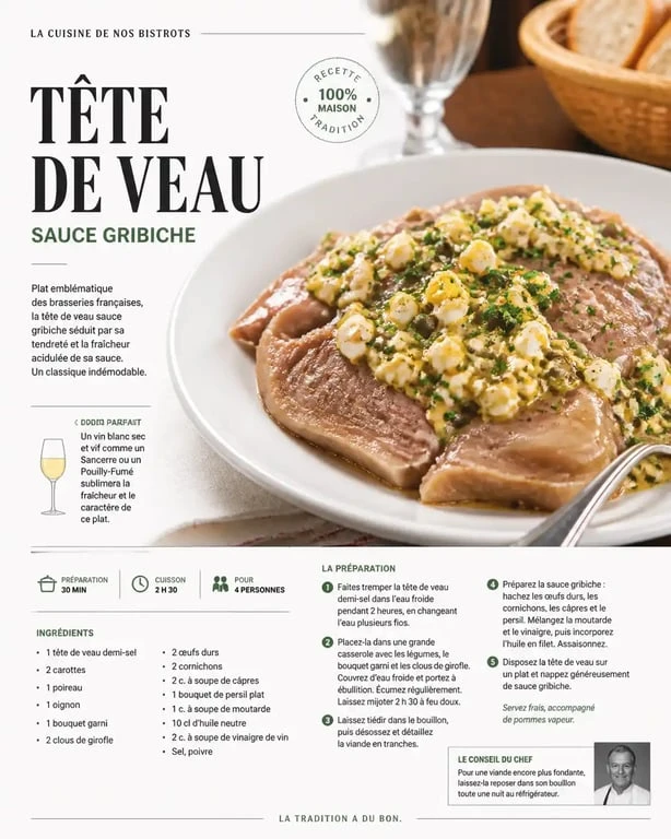 Plat de tête de veau sauce gribiche au restaurant La Taverne à Sarzeau