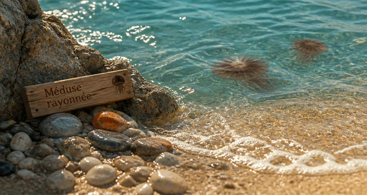 Meduse marron mediterranee sous l’eau en bord de mer