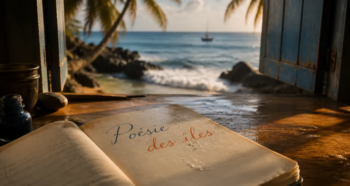 Poeme sur les iles : carnet poétique au bord de la mer, encre et horizon