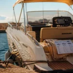 Quicksilver bateau moteur amarré au port méditerranéen