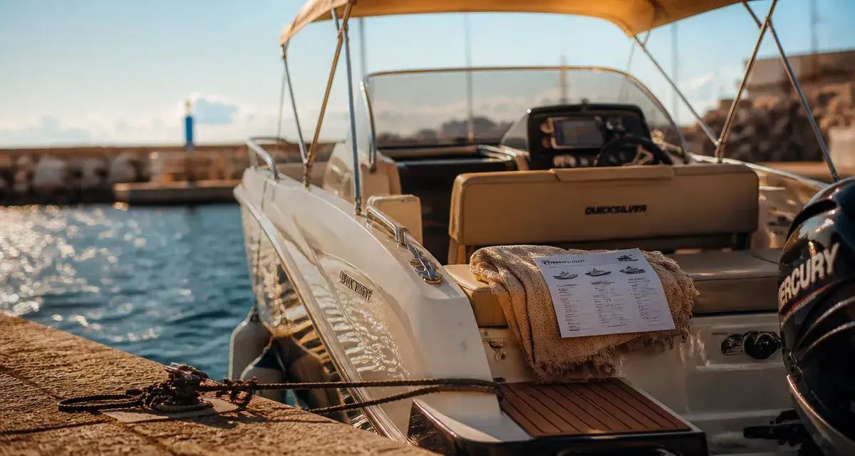 Quicksilver bateau moteur amarré au port méditerranéen