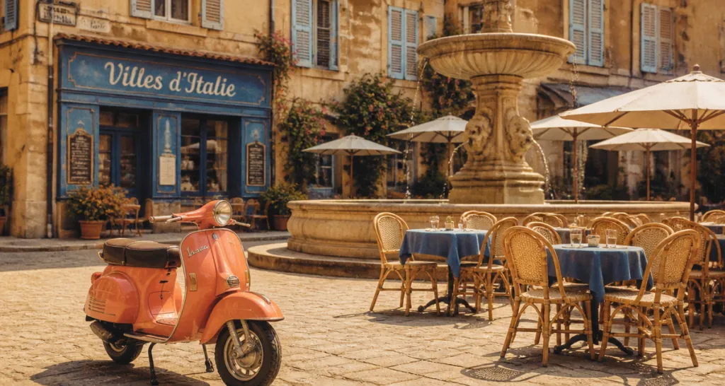 ville en italie place café Vespa