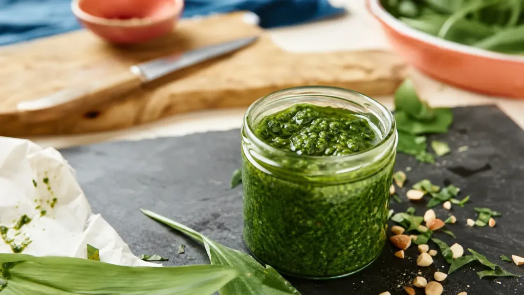 Ail des ours en cuisine, pesto maison à l’ail des ours}}