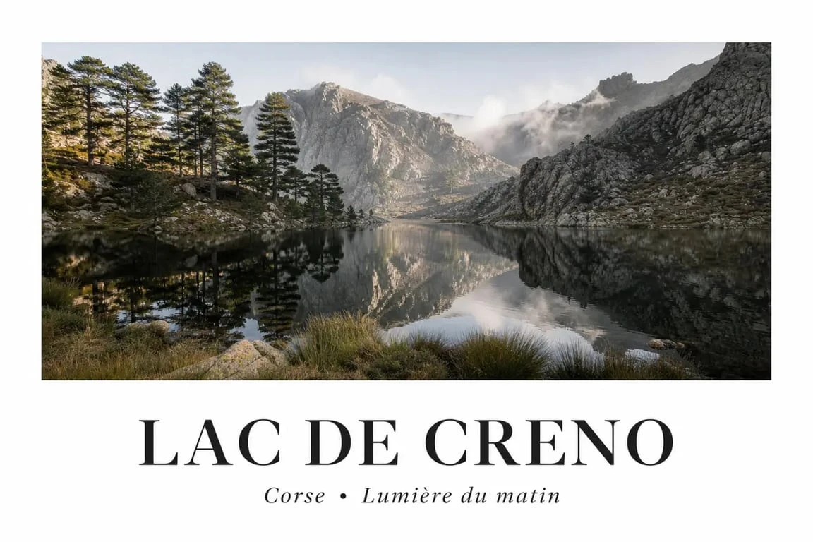 Le lac de Creno entouré de pins laricio en Corse
