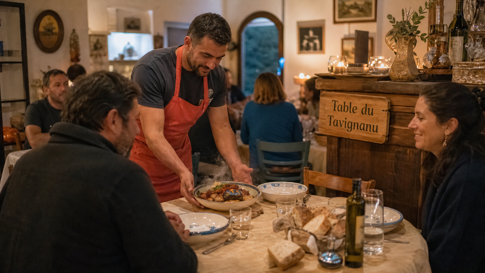La table du tavignanu à Borgo, table en bois et ambiance chaleureuse