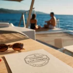Location catamaran Côte d’Azur : pont avec carte croisière tout-compris