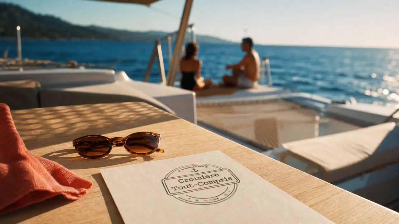 Location catamaran Côte d’Azur : pont avec carte croisière tout-compris