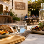 L’orée du perigord à Feuillade : table de restaurant en terrasse