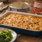 Plats familiales pas chers : gratin de pâtes au thon fumant