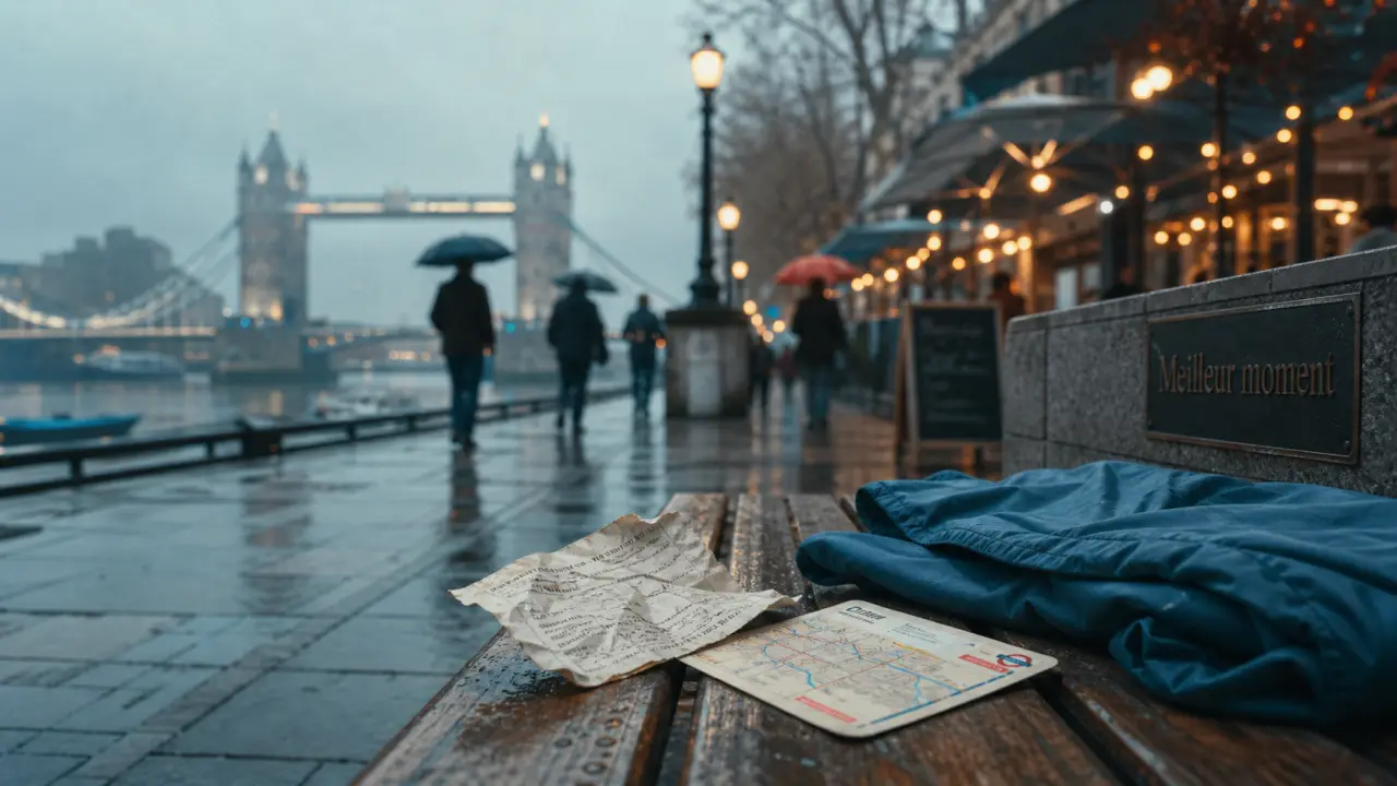 Quand aller a Londres : billet et carte de métro près de la Tamise