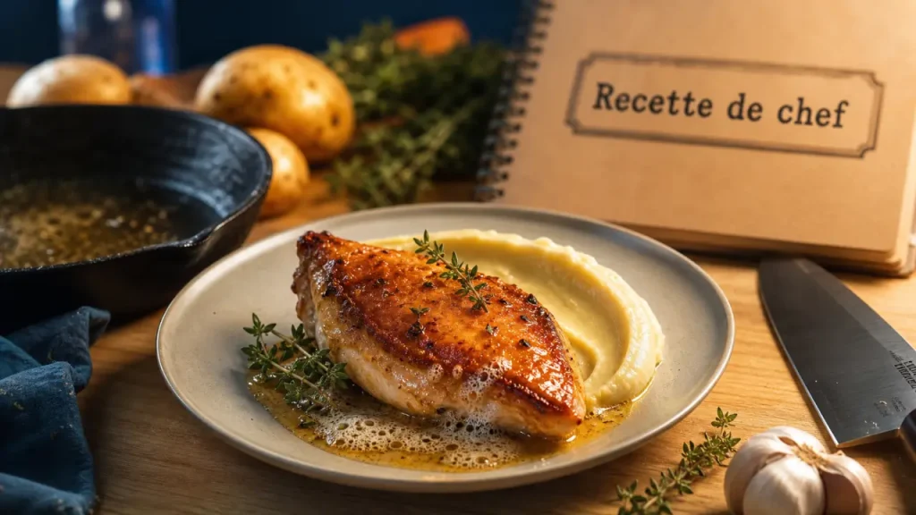 Recette de chef : volaille rôtie et purée, style pro