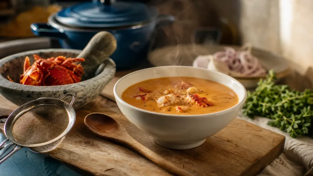 Recettes bisque de homard maison, velouté lisse au cognac