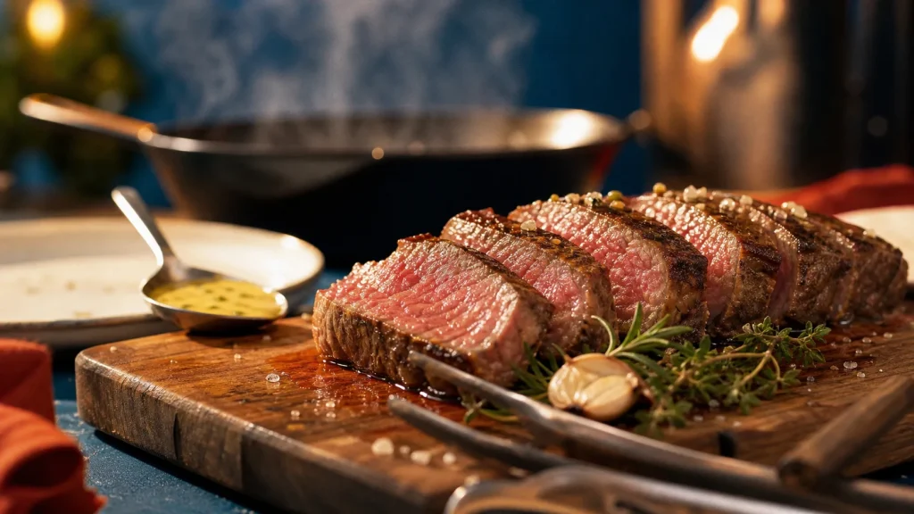 Recettes hampe de bœuf à la poêle rosée, 1 min 30 par face