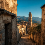 Sorio Corse, sentier vers l’église Saint-Philippe Neri, ruelles et pierres