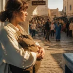 Tanger tourisme danger : touriste en sécurité à Bab Kashbah, ruelle animée