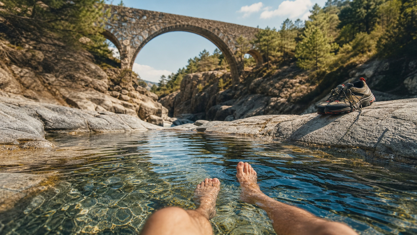 Vasques baignades Asco près du pont génois, eau cristalline