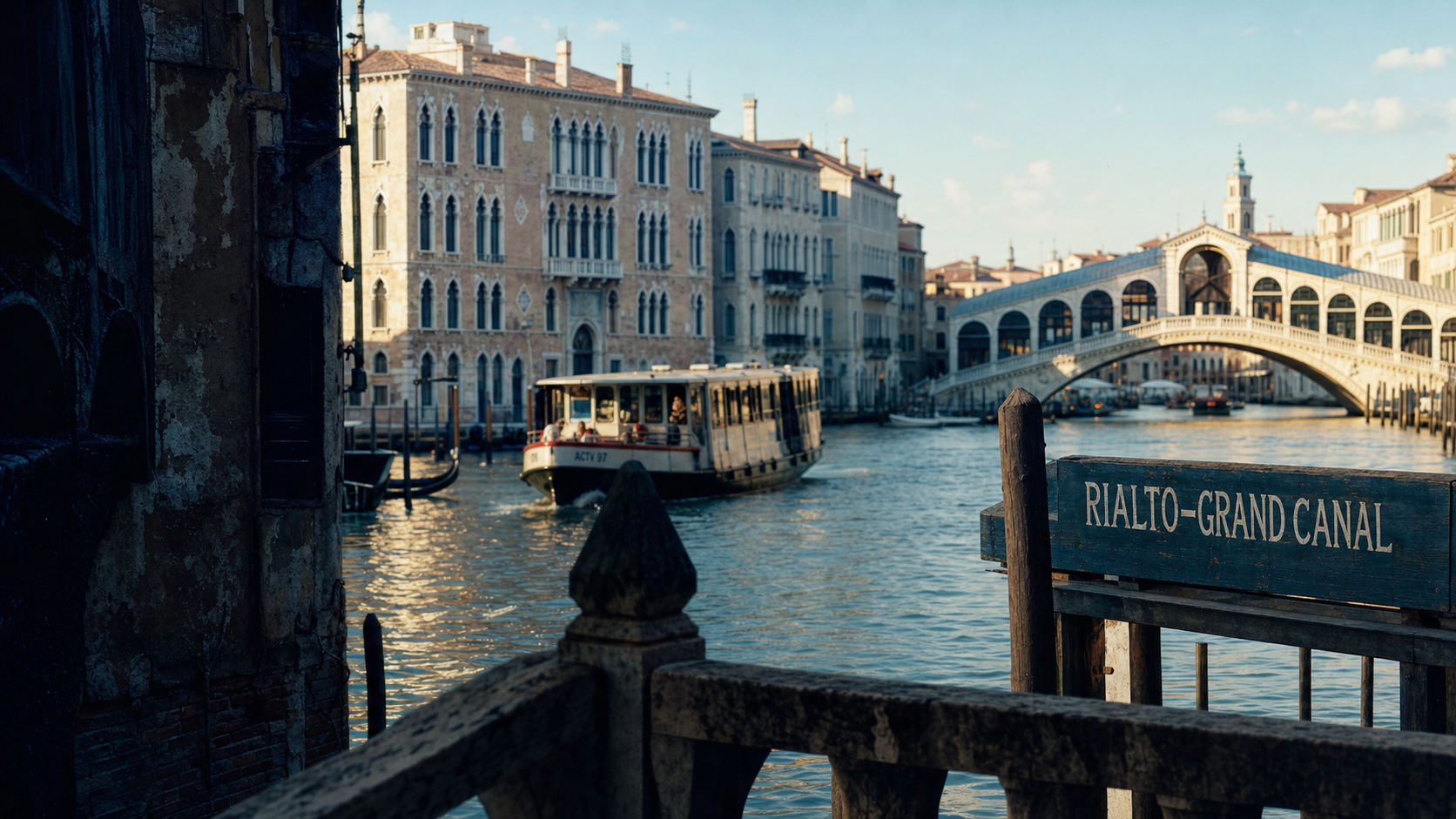 Venise ville, vaporetto sur le Grand Canal près du Rialto