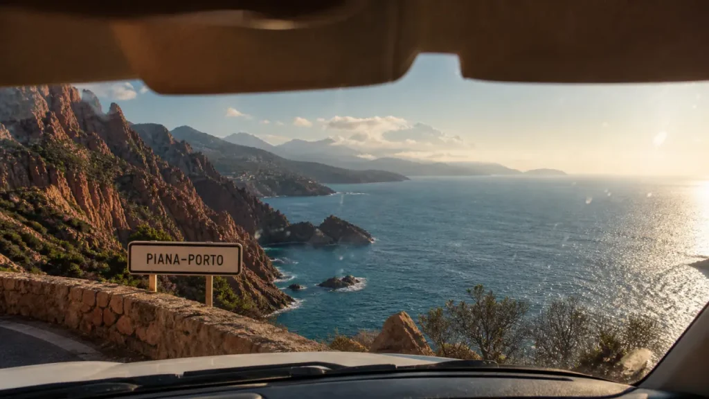 Corse cote ouest : Piana–Porto, falaises rouges et mer turquoise