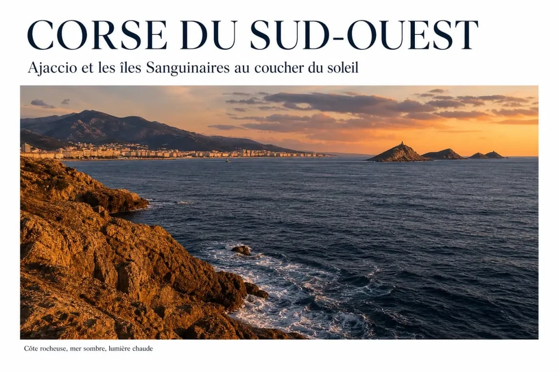 Corse cote ouest : Ajaccio et les îles Sanguinaires au sud-ouest