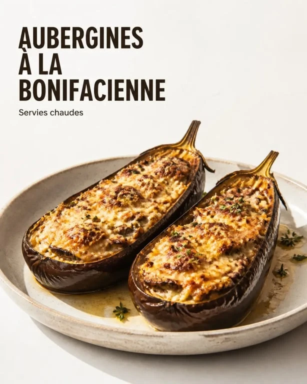Aubergines bonifacienne servies chaudes, dorées et gratinées