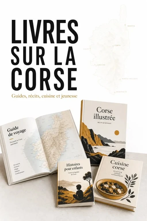 Livre sur la Corse : visuel éditorial des principaux types d’ouvrages à choisir