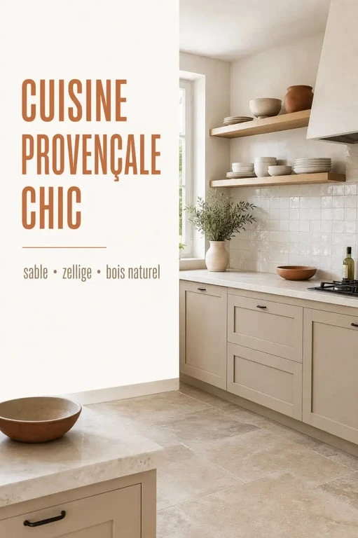 Décoration provençale chic dans une cuisine élégante aux matières naturelles