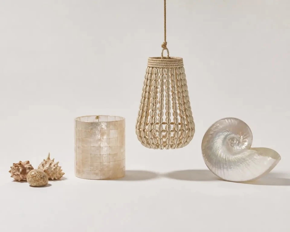 Comparaison de coquillage décoration en différents formats et matières