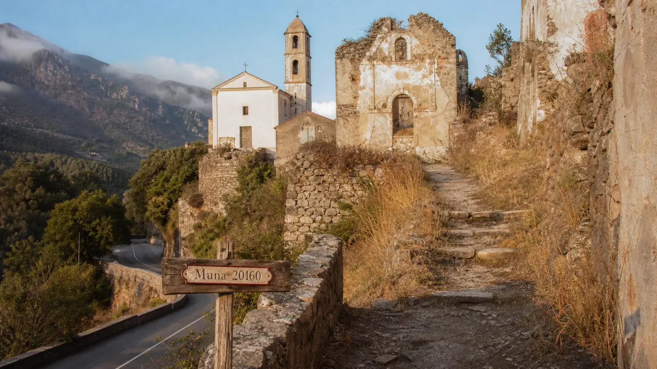 Muna Corse itinéraire : sentier vers l’église et le moulin