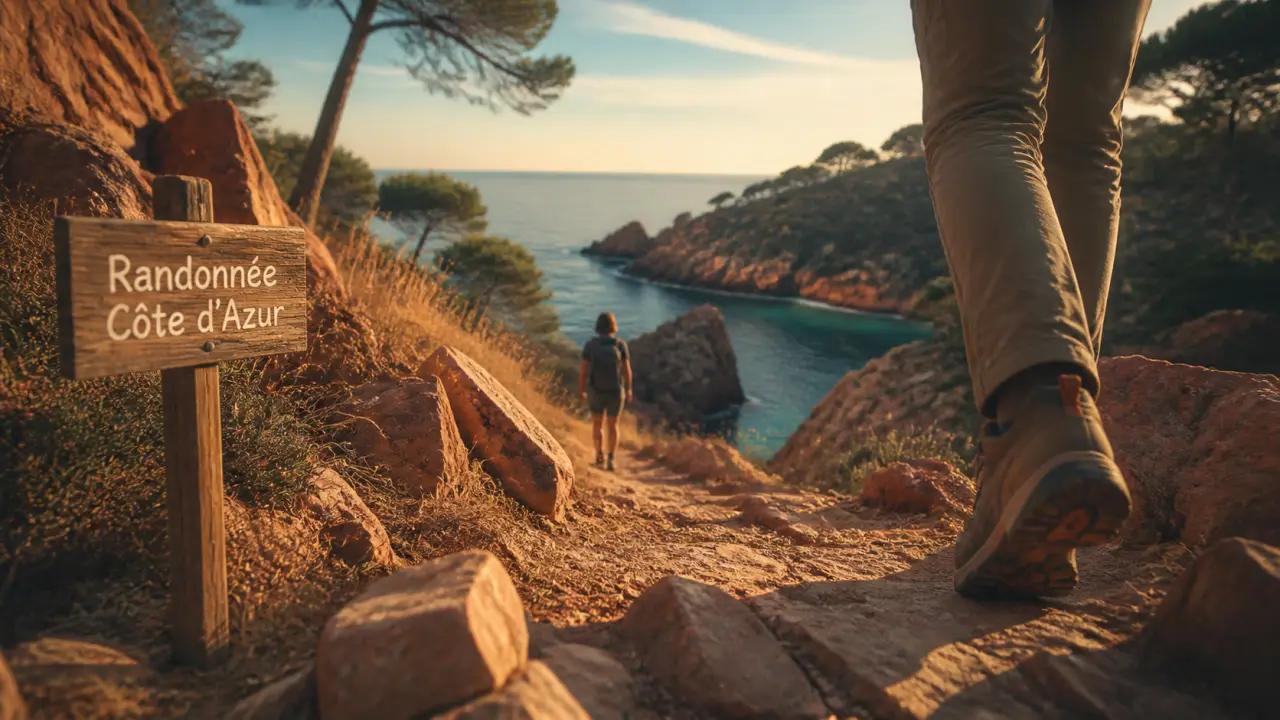 Randonnée insolite côte d azur : sentier entre roches rouges de l’Estérel vers une crique turquoise