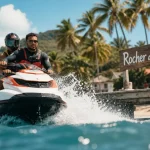 Randonnée jet ski Martinique près du Rocher du Diamant, côte et vagues