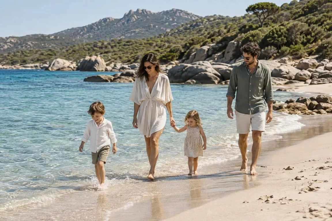 Où aller en Corse en famille : plage aux eaux calmes en Corse-du-Sud