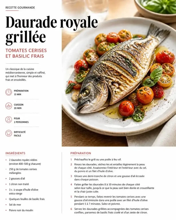 Daurade royale grillée, spécialité culinaire des restaurants de Hyères