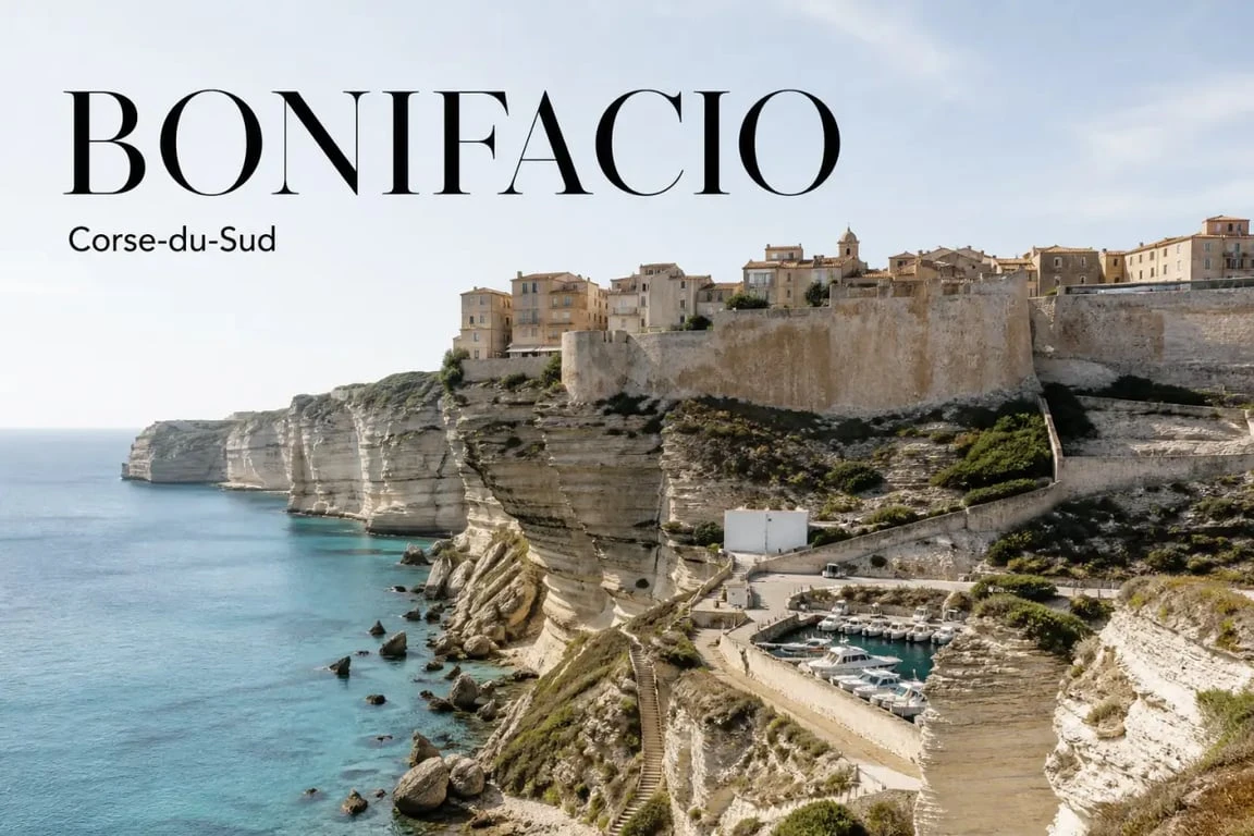 Lieux à visiter en Corse : falaises de Bonifacio et citadelle blanche au-dessus de la mer