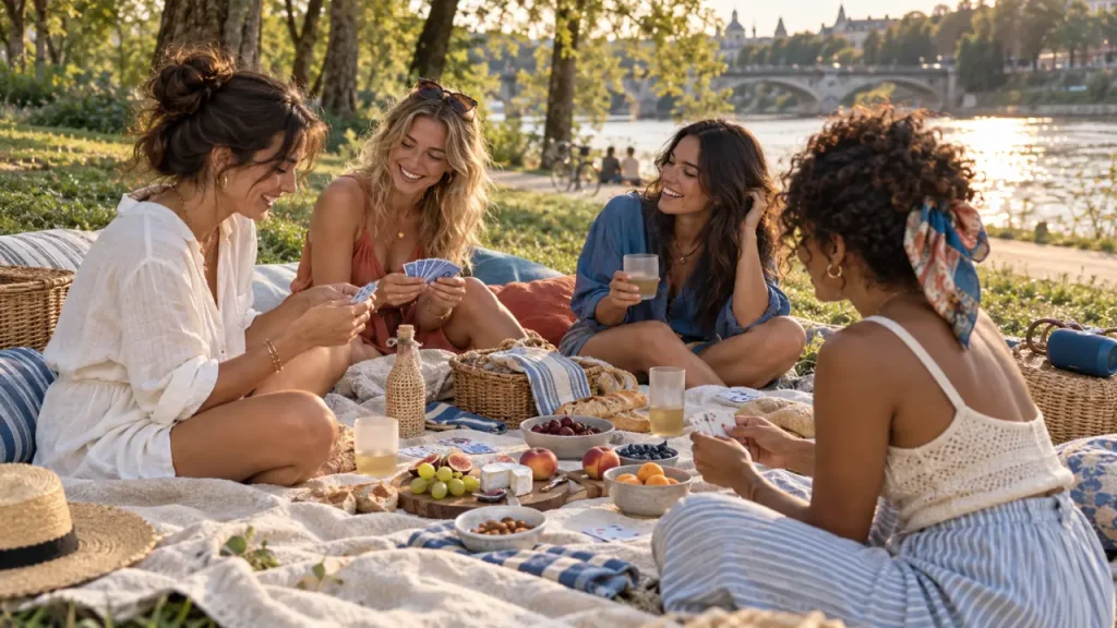 Activité à faire entre copine dehors : pique-nique au bord du fleuve entre copines