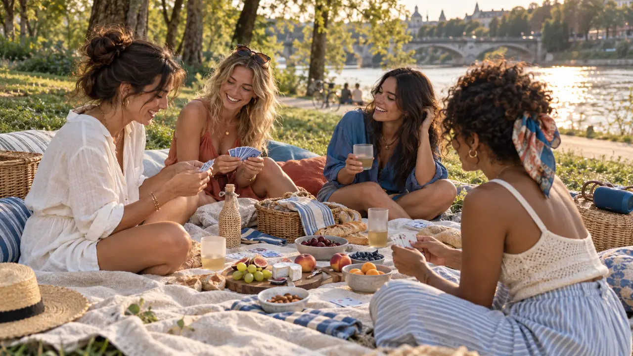 Activité à faire entre copine dehors : pique-nique au bord du fleuve entre copines