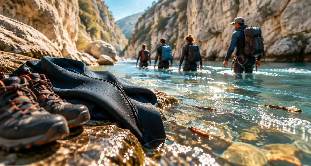 Rando aquatique dans le Verdon en famille, entrée dans l’eau